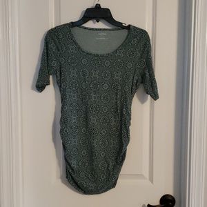 3/4 Sleeve Geometric Maternity Top - Teal S